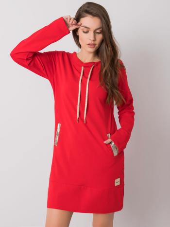 ČERVENÉ MIKINOVÉ ŠATY S KAPSAMI RV-SK-6067.15X-RED Velikost: S/M