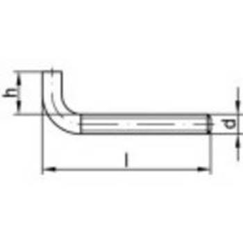 Rovné háky se závitem 60 mm TOOLCRAFT, N/A, Galvanicky pozinkovaná ocel, 100 ks