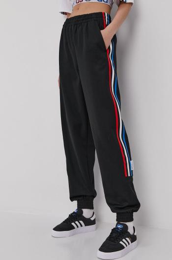 Kalhoty adidas Originals GN2951 dámské, černá barva, s potiskem