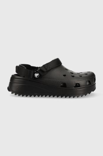 Pantofle Crocs Classic Hiker Clog dámské, černá barva, na platformě