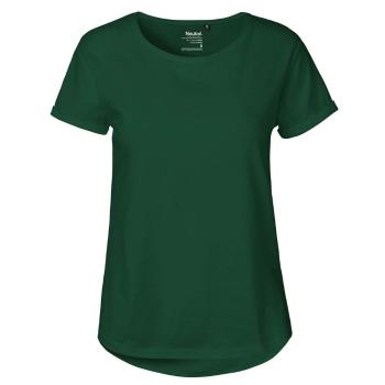 Neutral Dámské tričko s ohrnutými rukávy z organické Fairtrade bavlny - Lahvově zelená | M