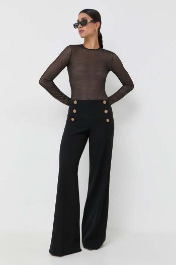 Kalhoty s příměsí vlny Red Valentino černá barva, široké, high waist