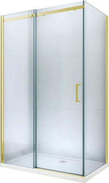 MEXEN/S Omega Sprchový kout 100x100 cm, transparent, zlatý + vanička se sifonem 825-100-100-50-00-4010