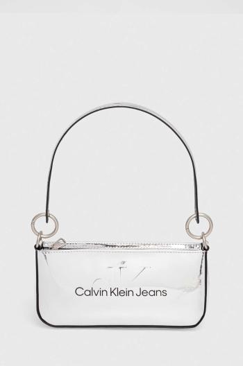 Kabelka Calvin Klein Jeans stříbrná barva, K60K611857