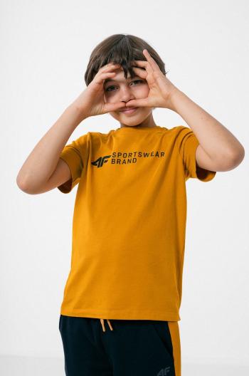 Dětské tričko 4F žlutá barva, s potiskem