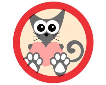 Samolepky zákaz - 5ks Kočka a srdce
