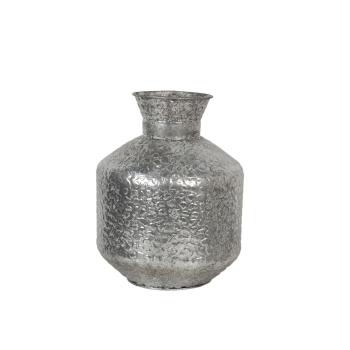 Stříbrná kovová váza s reliéfem Marquite – Ø 26*34 cm 6Y3869