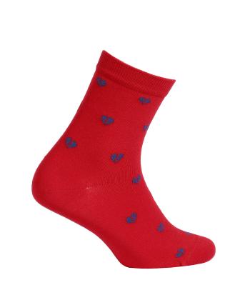 Dívčí ponožky vzor WOLA SRDÍČKA červené Velikost: 36-38
