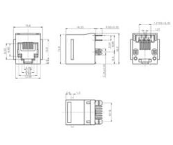 Zásuvka, vestavná vertikální encitech 3251-0024-05, RJ12 RJJU-66-1401-E1V-088, černá, 1 ks