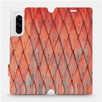 Flipové pouzdro na mobil Sony Xperia 5 - MK01S Oranžový vzor dřeva (5903516058549)