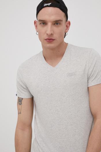 Bavlněné tričko Superdry šedá barva, melanžové