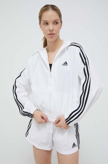 Bunda adidas dámská, bílá barva, přechodná, oversize