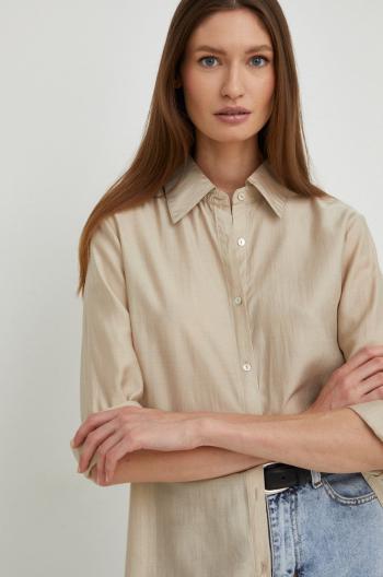 Košile Answear Lab dámská, béžová barva, regular, s klasickým límcem