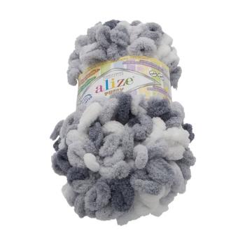 Bellatex Příze PUFFY color bílá, šedá, 100 g / 9 m