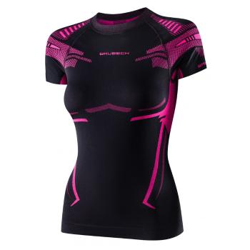 Dámské funkční triko Brubeck Dry s krátkým rukávem  Black/Fuchsia  XL