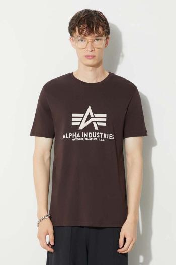 Bavlněné tričko Alpha Industries Basic T-Shirt hnědá barva, s potiskem, 100501.696