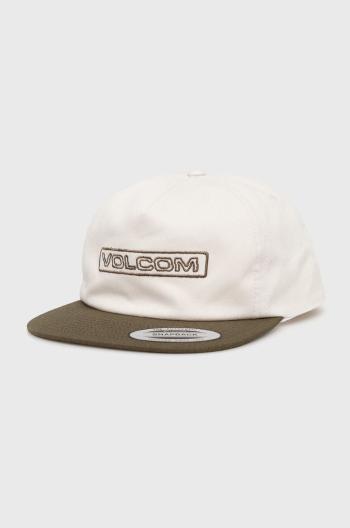 Bavlněná baseballová čepice Volcom bílá barva, s aplikací