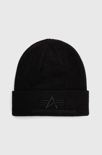 Čepice Alpha Industries 3D Beanie černá barva, z tenké pleteniny, 168910.03