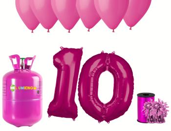 HeliumKing Helium párty set na 10. narozeniny s růžovými balónky
