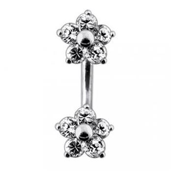 Šperky4U Stříbrný piercing do pupíku - kytičky - BP01106-C