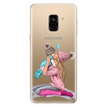 Odolné silikonové pouzdro iSaprio - Kissing Mom - Blond and Boy - Samsung Galaxy A8 2018