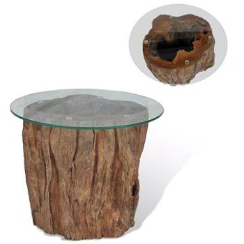 Konferenční stolek teak a sklo 50x40 cm (245069)