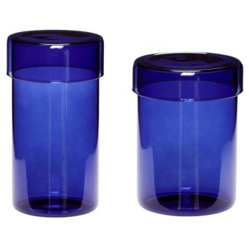 Set úložných sklenic POP L Hübsch modré, 2 ks