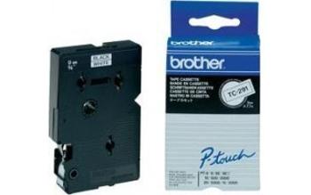 Brother TC-291, 9mm x 7,7m, černý tisk / bílý podklad, originální páska