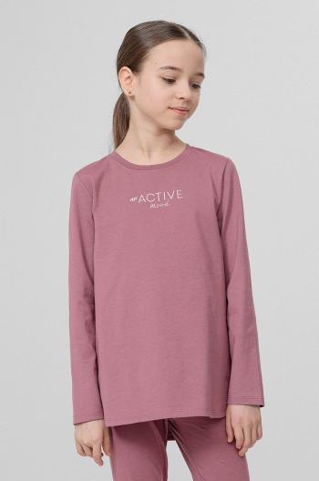 Dětské tričko s dlouhým rukávem 4F růžová barva