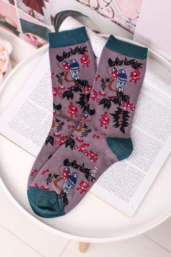 Tyrkysově-šedé ponožky Love Bird Socks