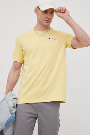 Bavlněné tričko Champion 217813 žlutá barva, s aplikací
