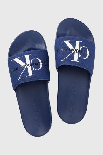 Pantofle Calvin Klein Jeans SLIDE MONOGRAM CO pánské, tmavomodrá barva