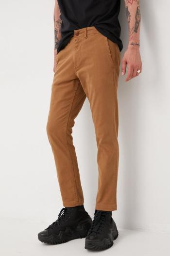 Kalhoty Superdry pánské, hnědá barva, ve střihu chinos