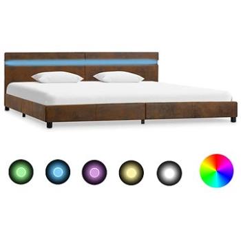 Rám postele s LED světlem hnědý textil 180x200 cm (284809)