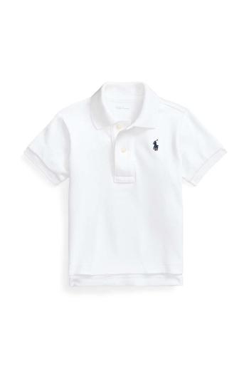 Dětská bavlněná polokošile Polo Ralph Lauren bílá barva, 320570127001