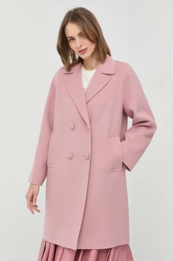 Vlněný kabát Weekend Max Mara růžová barva, přechodný, oversize