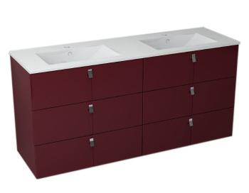 SAPHO MITRA umyvadlová skříňka s umyvadlem, 3 zásuvky, 150x70x46 cm, bordó 2XMT0831601-150