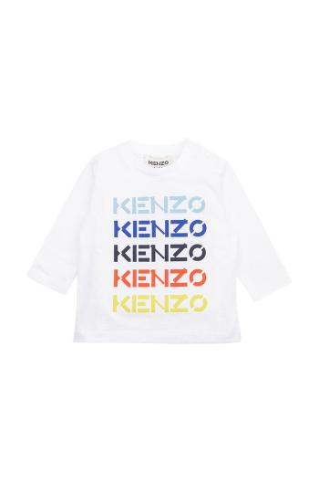 Dětská bavlněná košile s dlouhým rukávem Kenzo Kids bílá barva, s potiskem