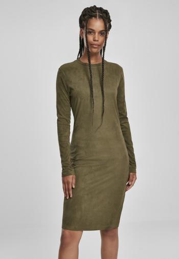 Urban Classics Ladies Peached Rib Dress LS olive - XL