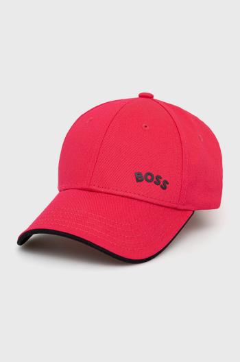 Bavlněná čepice BOSS Boss Athleisure , růžová barva, hladká