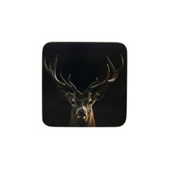 6ks pevné korkové podtácky s jelenem Black Deer - 10*10*0,4cm SCOZZH