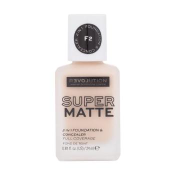 Revolution Relove Super Matte 2 in 1 Foundation & Concealer 24 ml make-up pro ženy F2 na všechny typy pleti