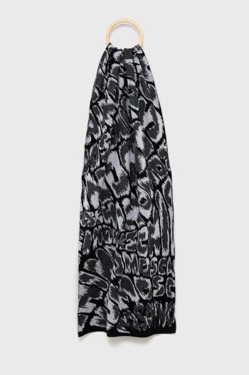 Šála Moschino dámská, černá barva, vzorovaná