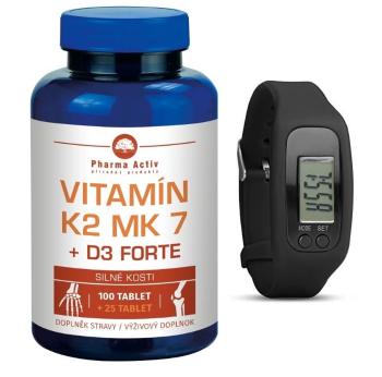 Pharma Activ Vitamín K2 MK7 + D3 Forte 100 tbl. + 25 tbl. ZDARMA + Fitness náramek s krokoměrem