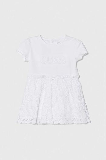 Dívčí šaty Guess bílá barva, mini