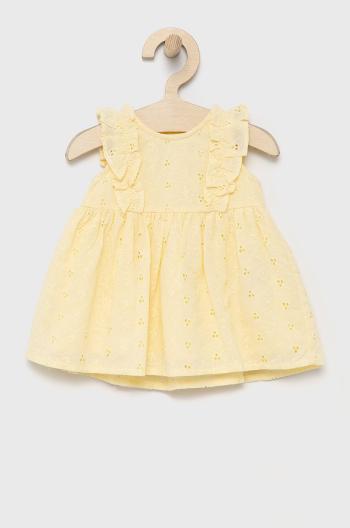 Dětské bavlněné šaty Name it žlutá barva, mini, áčková