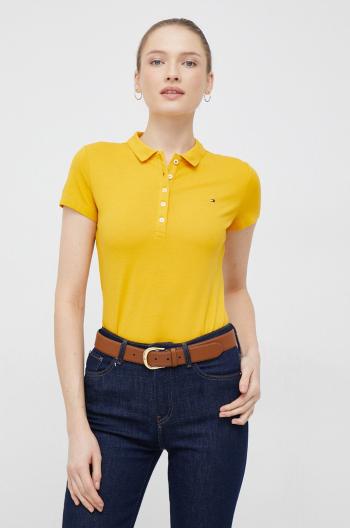 Polo tričko Tommy Hilfiger žlutá barva, s límečkem