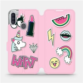 Flipové pouzdro na mobil Samsung Galaxy M11 - M129S Růžové WHAT (5903516386581)