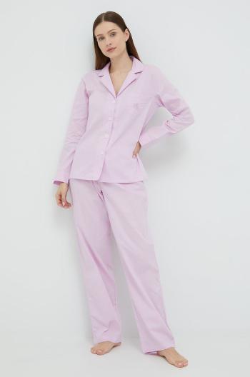 Bavlněné pyžamo Lauren Ralph Lauren fialová barva, bavlněná