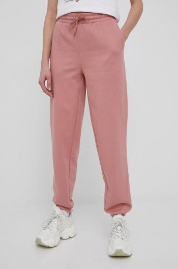 Kalhoty JDY dámské, růžová barva, jogger, high waist